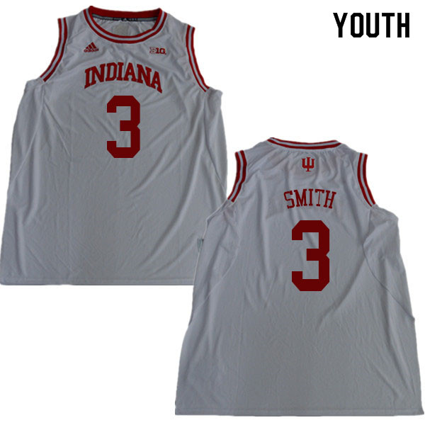 Youth #3 Justin Smith Indiana Hoosiers College Basketball Jerseys Sale-White - Click Image to Close